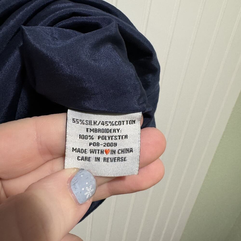 Dorothy Lee Navy Blue Embroidered Dress Size 2 - Picture 6 of 7
